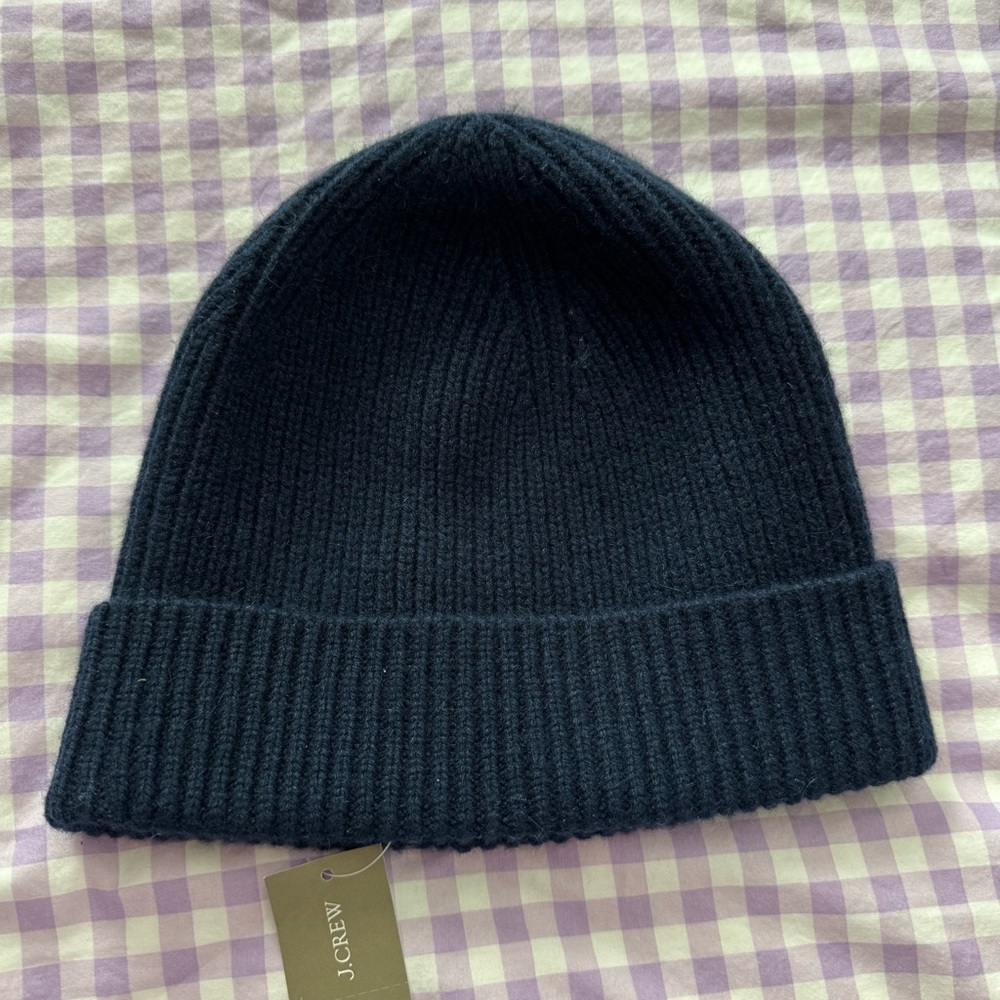 NWT J.Crew 100% Cashmere Navy Blue Beanie